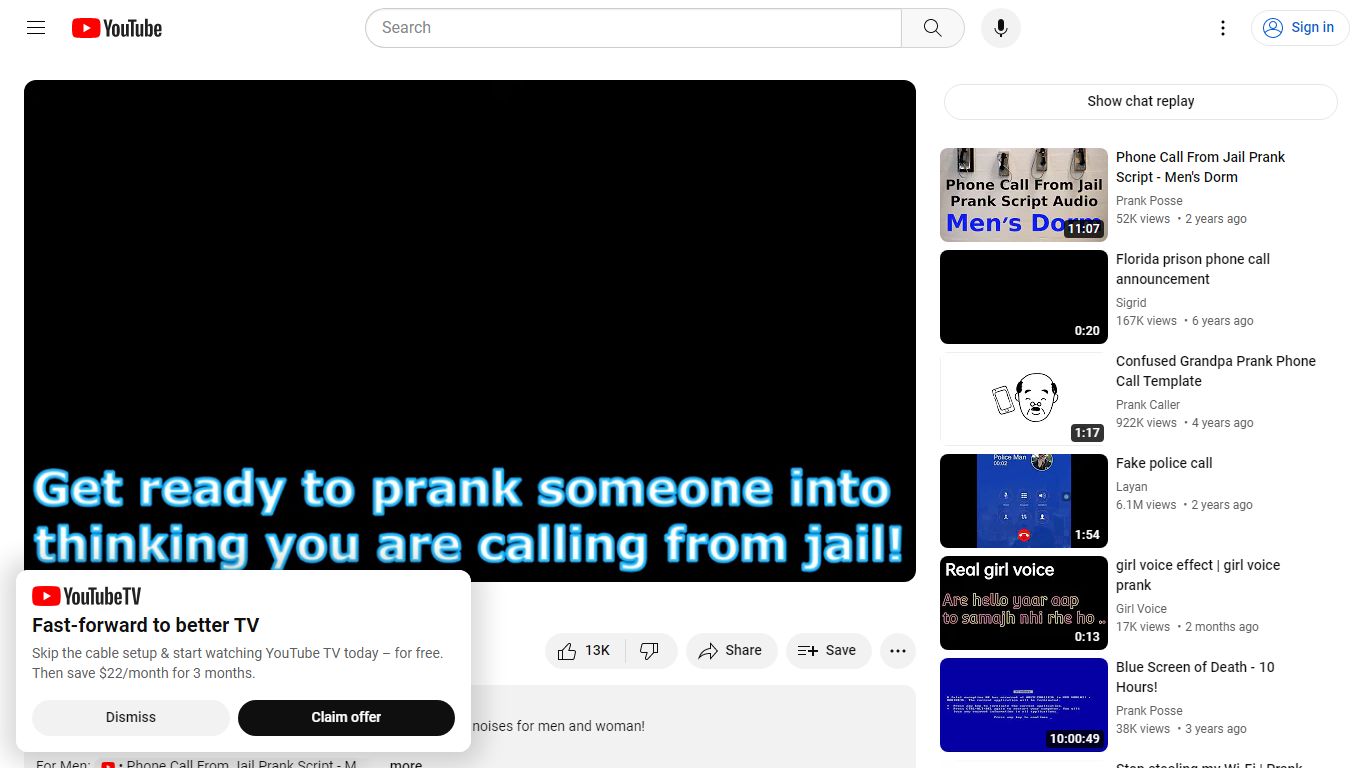 Phone Call From Jail Prank Audio - YouTube