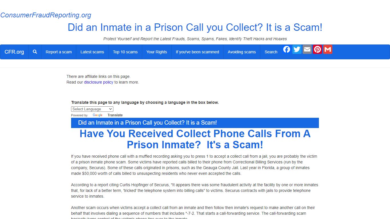 Did an Inmate in a Prison Call you Collect? It is a Scam!